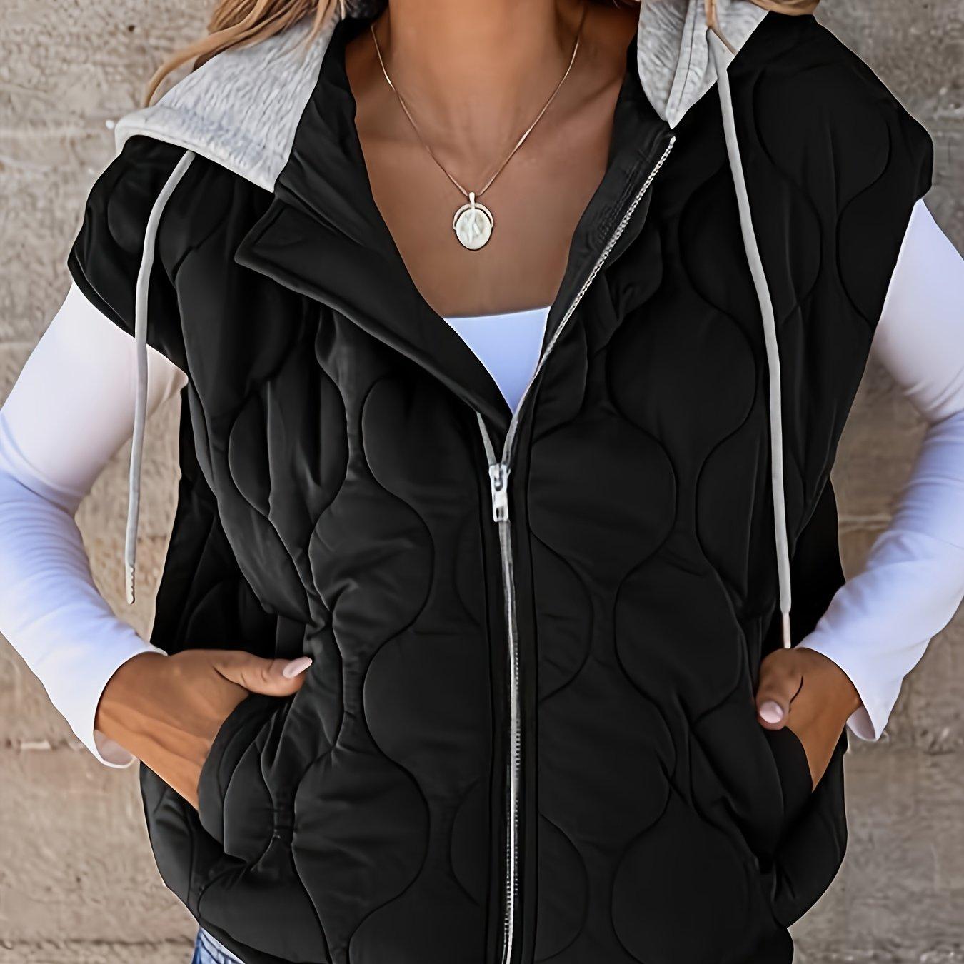 TEMU Plus Size - Plus Size - Women's Stylish Padded Plus-size Vest Jacket