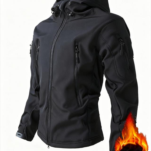 TEMU Men's Autumn/winter Outdoor Softshell Hooded Thickened Technical Jacket
