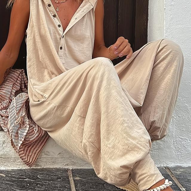 TEMU Women's Casual Sleeveless Hooded Jogger Set - Olive Green With Button Front And Elastic Cuffed Joggers, Cozy And Stylish For Casual Attire