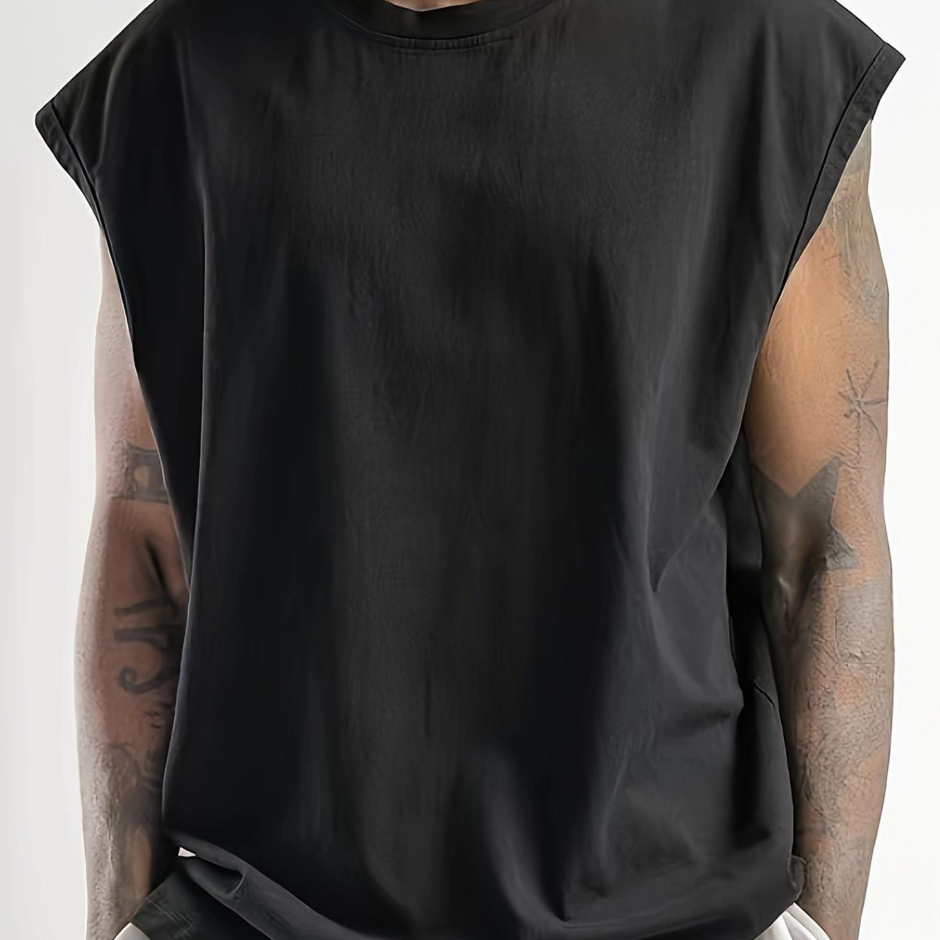 TEMU Plus Size Men's Cotton Sleeveless Vest, Plus Size