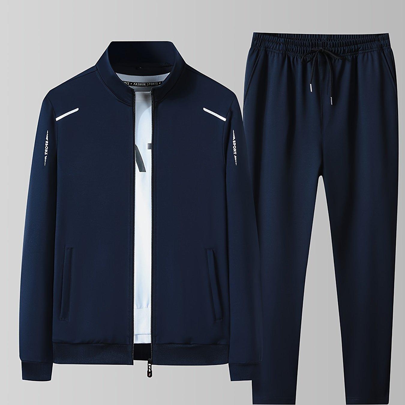 TEMU Men's Casual Sportswear Set For Autumn And Winter, Featuring A Stylish Cardigan Hoodie And Outdoor Sports Pants