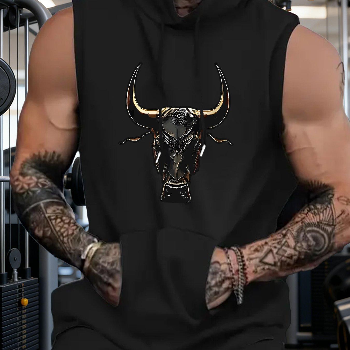 TEMU Camiseta sin con Capucha y Diseño de Cabeza de , Ideal para Deportes , Entrenamientos en el Gimnasio, Actividades al Aire Libre y Uso Casual. Chaleco con Capucha
