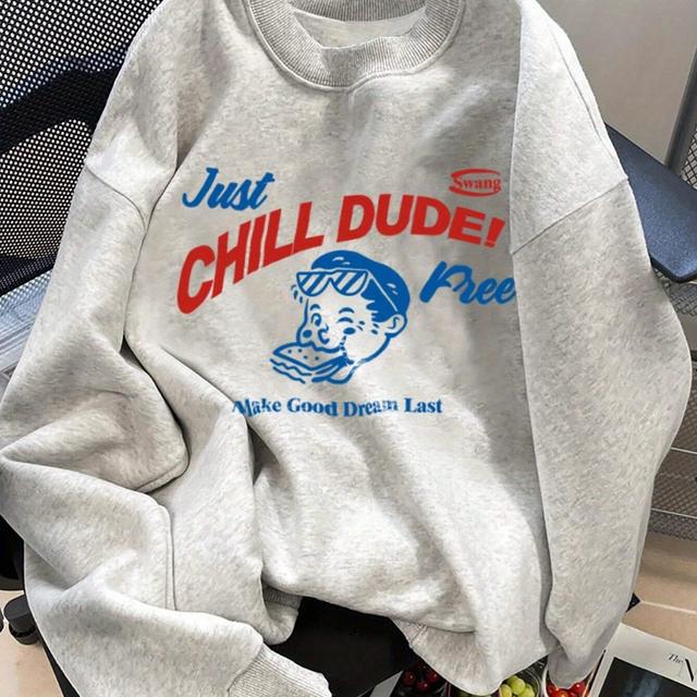 TEMU 가을 겨울 라운드넥 남성 긴팔 프린트 패션 캐주얼 베이직 탑