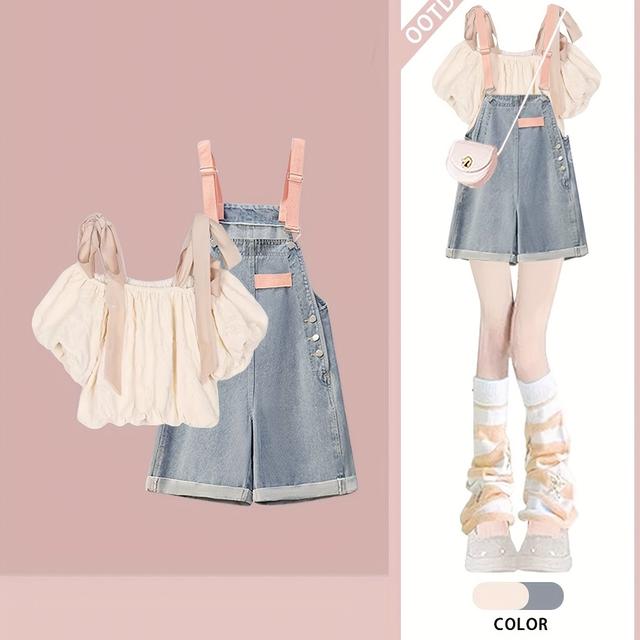 TEMU 2025年新作 シックデザイン ス デニム 夏用ショートトップ レディース ピエタ