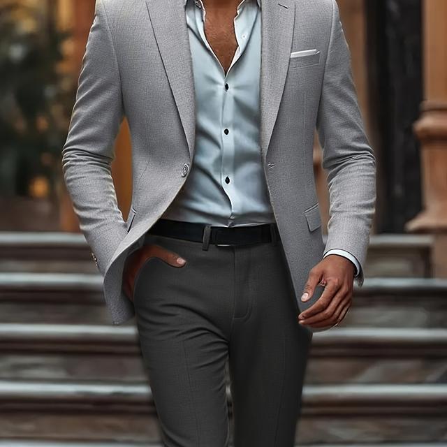 TEMU جاكيت رجالي - معطف مصمم لجميع قابل للتنفس بقصة H-Fit للأعراس والأعمال والمناسبات الرسمية - بليزر ذو صدر واحد بدون بنطلون - ملابس خارجية سهلة العناية