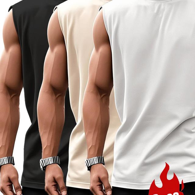 TEMU 3 Peças de Esportivas Masculinas, Tecido Leve e Respirável, Redonda Sem para Academia e Uso Casual, Ideal para 11 Looks de Férias, e Outono ao Ar Livre