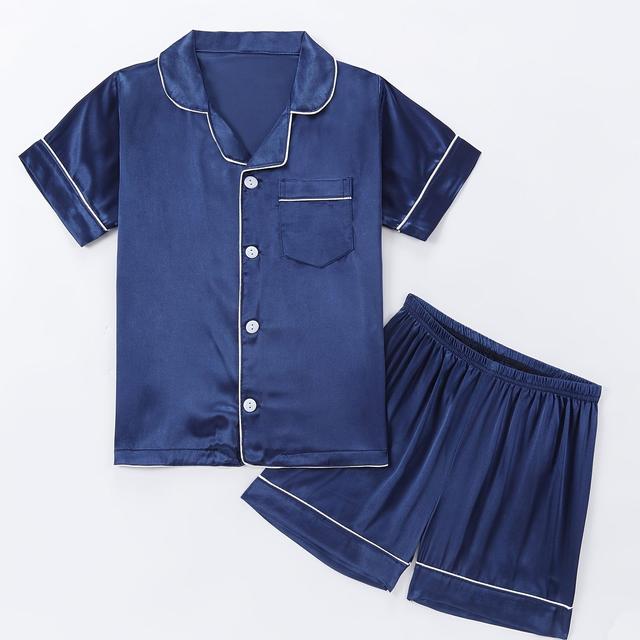 TEMU Pijamas para Meninos com Fivela Frontal, Curtas e Shorts com Cintura Elástica, Roupas de Casa, Roupas para Ambientes Condicionado