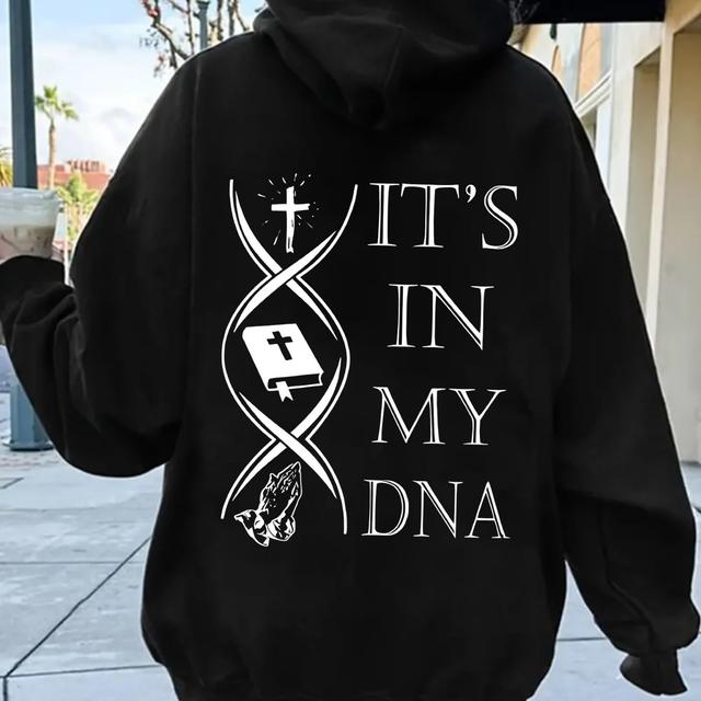 TEMU Women's Inspirational Christian Graphic Hoodie - Casual Long Sleeve Pullover With Kangaroo Pocket, Polyester, Machine Washable,
