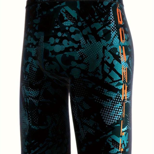 TEMU High-quality Yuke Men's Sports Swim Trunks, Quick-drying, Knee-length, Print For Beach Vacations And Swimming Training With Random Patterns