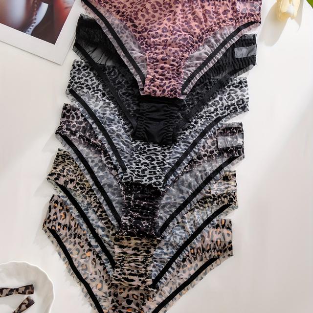 TEMU 6 pièces Culottes Femme Taille Basse, Légères et Respirantes avec Imprimé Léopard, pour l'Été, Culottes Toutes