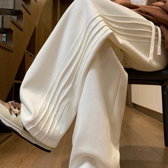 TEMU メンズカジュアルアウトドアパンツ - ルーズフィットストレートレッグミッドライズドローウエスト、ポリエステル100％オール快適、ポケット付き、洗濯機可・ジョギング＆カジュアル服装用 - 男性へのなギフト、快適なパンツ