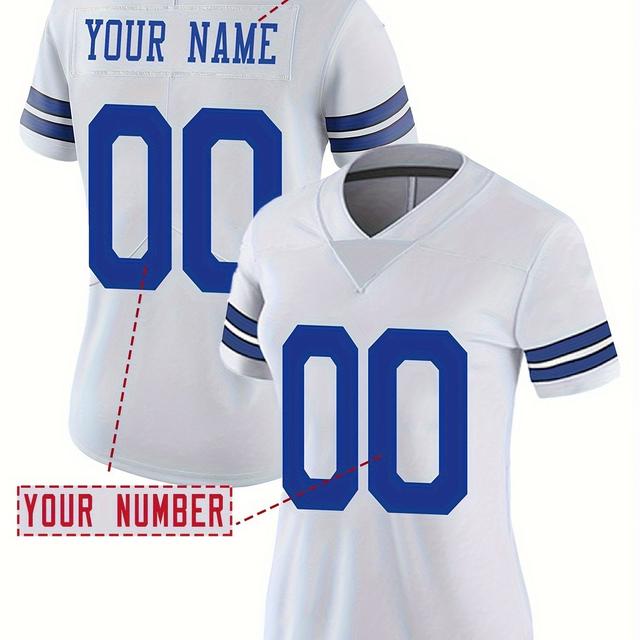 TEMU قميص كرة قدم أمريكي قابل للتخصيص للنساء مطرز رياضات خارجية ترفيهية قميص كرة قدم أمريكي مخصص S-XXL