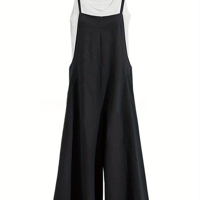 TEMU プラスサイズ レディース トなルーズフィットスーツ - ストレッチなしワイドレッグパンツ、日常＆ルに最適、洗濯機対応オール作業着 パーティーウェア、ラッシュドウエストバンド付き オフィスウェア ルーズフィット 耐久性抜群 ワンピース 女性向け