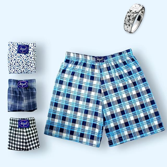 TEMU Buy 4pcs Men's Cotton Boxer Shorts Get 1 Underwear Boxers M Xxl, Striped Classic Breathable Men's Wear