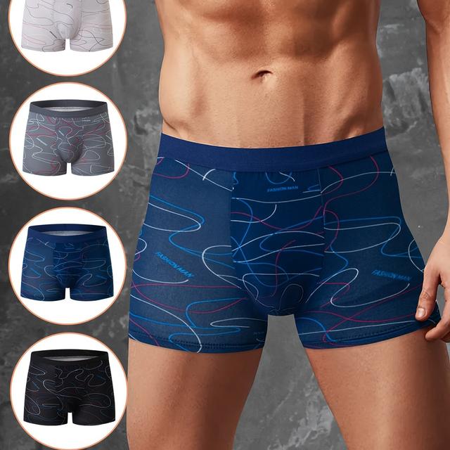 TEMU Set mit 4 Herren Boxershorts mit stylischen Prints, atmungsaktiv und bequem
