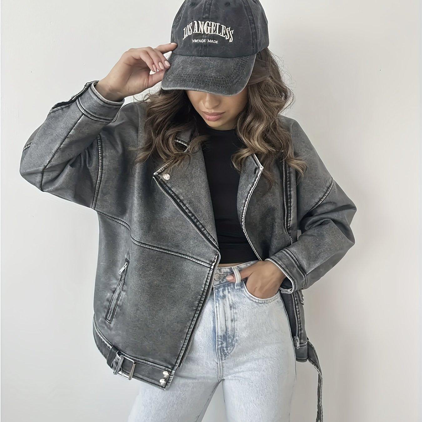 TEMU Spring And Autumn Faux Leather Jacket