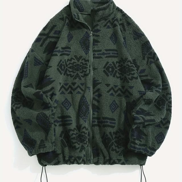 TEMU Chaqueta de mujer con cremallera, de microforro polar afelpado y estampado