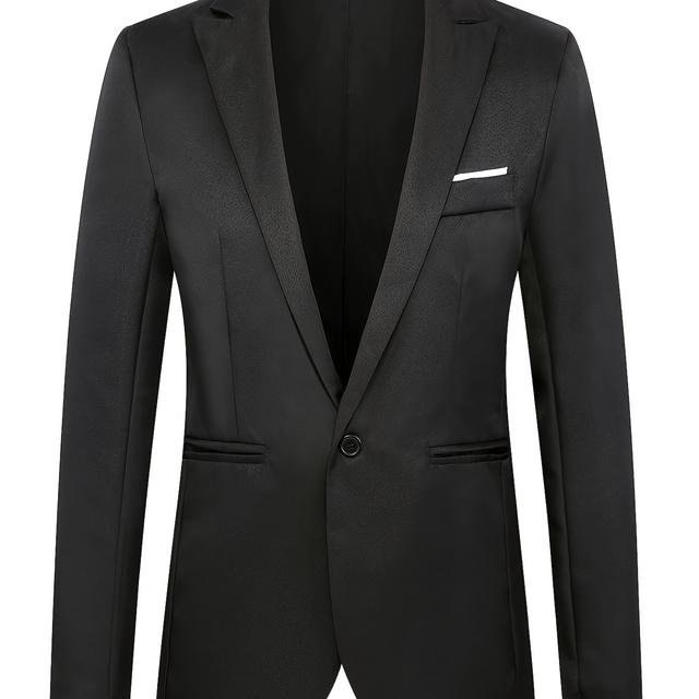 TEMU Men's Slim-fit British Style Suit, Men's Business Casual Suit, Men's Blazer, Suit, Korean Attire, Wedding Attire, Best For Man Attire