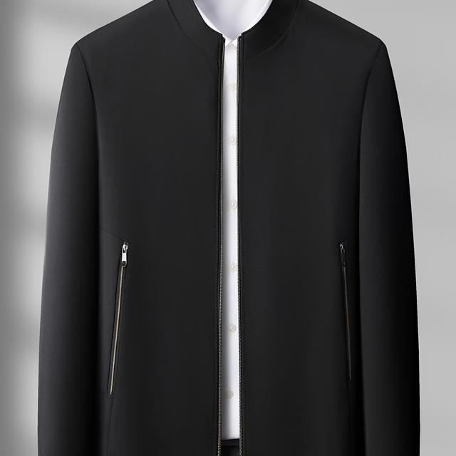 TEMU جاكيت رجالي خفيف الوزن بياقة واقفة مع جيوب بسحاب - معطف كاجوال ناعم للربيع/، ملابس رياضية خارجية بقصة عادية، بوليستر قابل للغسل يدويًا، جاكيت خفيف، معطف ، جاكيت مينيمالي، سحّاب متين