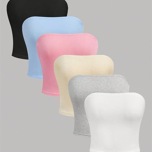 TEMU Un ensemble de six hauts décontractés bretelles de couleur unie pour et l'été en Europe et en Amérique.