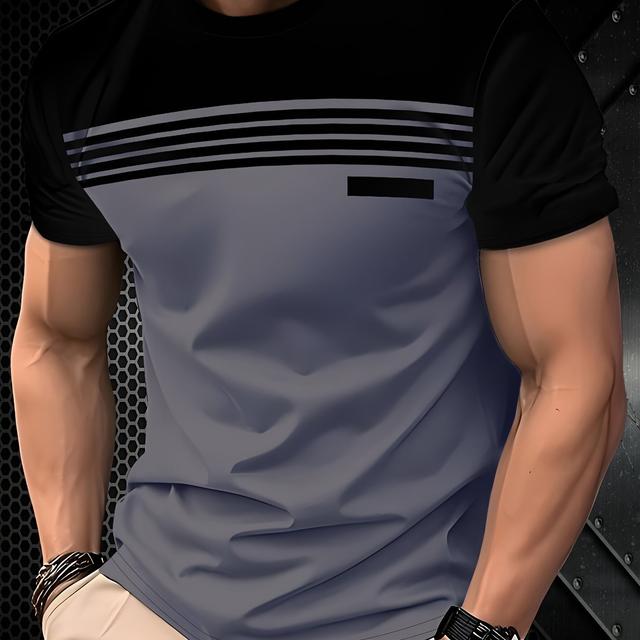 TEMU Men's Stylish Casual T-shirt - Made Of 100%, Featuring A Round Neck And Short Sleeves, Machine Washable, Comfortable For , Wear | Round Neck T-shirt | Smooth Texture Fabric