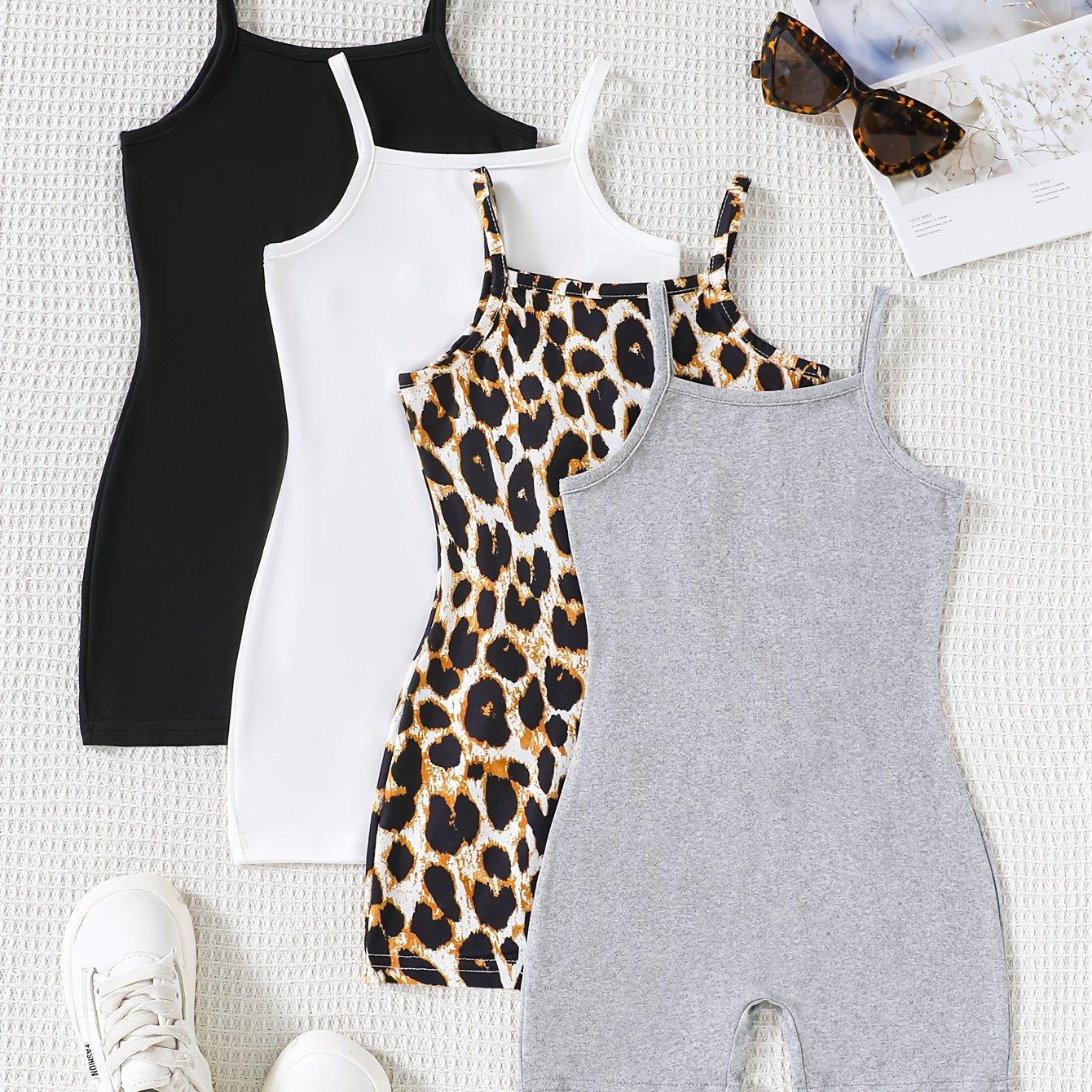 TEMU 4pcs Leggings Casual para Niñas con Estampado de Leopardo en , y - Ideales para Combinar con Chaquetas, Abrigos y Sudaderas, Ajuste para Atuendos Informales, Perfectas para Exteriores