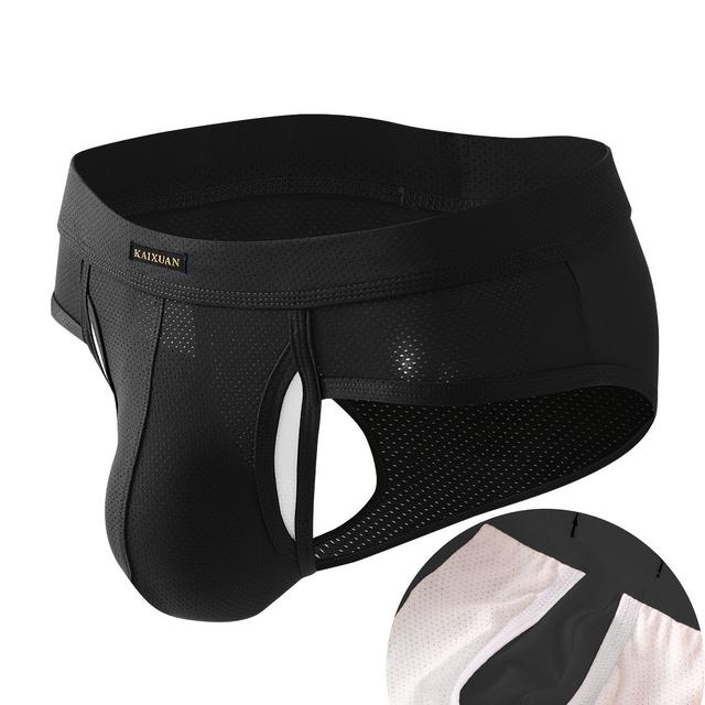 TEMU Atmungsaktive Herren Mesh Slips mit doppelten Vorschlüssen & separaten - Anti-Verrenkungs-Stütze, mittlerer Stretch-, einfarbiges Design