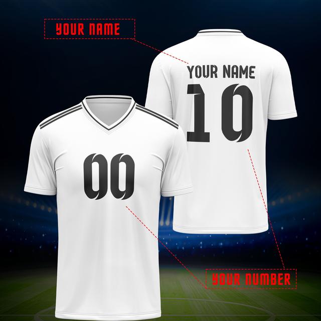 TEMU Customizable V-neck Soccer Jersey - Personalized Name & Number, Breathable Polyester, Ideal For Summer Parties & Outdoor Activities