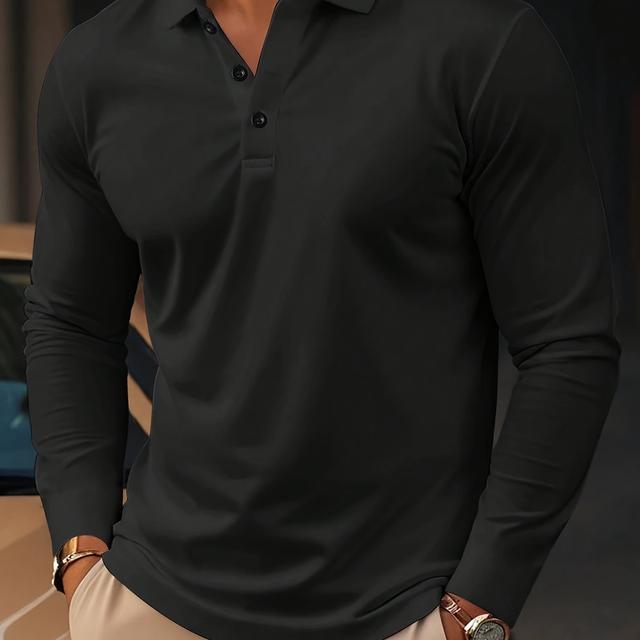 TEMU Men' Color Long Sleeve Shirt With A Fashionable Collar For Spring And Autumn Commuting