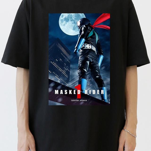 TEMU メンズ アニメ Tシャツ - 100%コットン 半袖 カジュツ マスクロゴ＆キャラクタープリント テキスト レギュラーフィット マンガファン向け