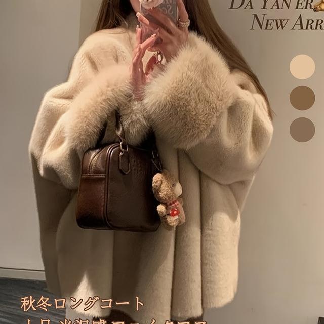TEMU 【2025年秋冬】トレンドのレディース フェイクミンクコート。スフィットとなデザインが特徴。