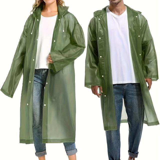 TEMU Thickened Eva Raincoat Non-disposable Transparent Rain Gear For Men And Women, With Cap, Suitable For Hiking, Camping, Traveling Rafting Outdoor