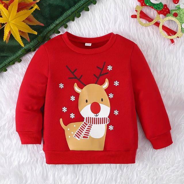 TEMU Sudadera de Cuello con Forro, Cómoda y para Niñas, Estampado de Navideño, Ideal para Salidas en Otoño-Invierno