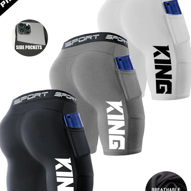 TEMU Breathable Men's Training Shorts 3-pack - Sport Gym Shorts W/phone Pockets | Quick-dry Running Basketball Swim Trunks For Men