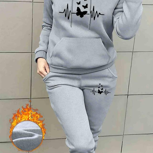 TEMU Graphic Print 2 Piece Set, Hoodie & Pants, Women's Clothing