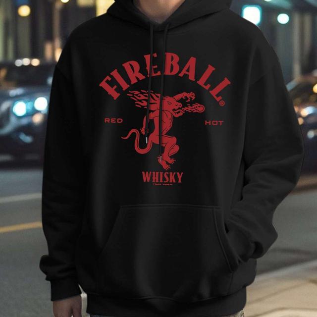 TEMU Men's Whiskey Print Hoodie - Casual Fashion Long Sleeve Pullover With Kangaroo Pocket, Soft Rayon , Machine Washable - Fall & Winterhoodies For Men