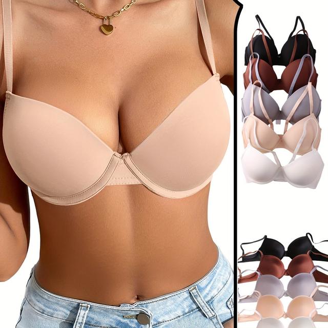 TEMU 5pcs Of Women's Gathered Bras