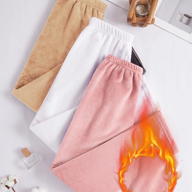 TEMU Set Of 3 Pairs Of Thickened Flannel Lounge Pants For Women, Warm And Soft, Autumn And Winter, With Anti-static .