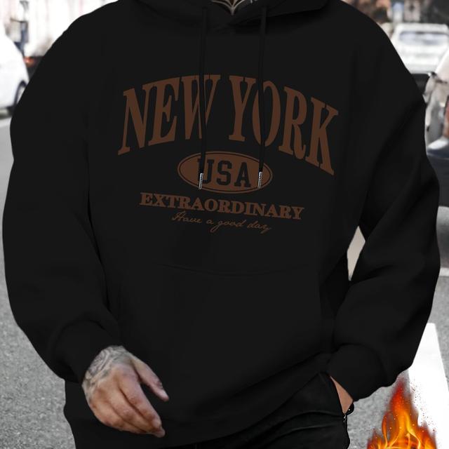 TEMU Sudadera casual con estampado New para hombre, moderna sudadera con capucha y cordón para otoño e invierno, sudadera con capucha de manga larga cómoda y (seleccionada por Niu Wang)