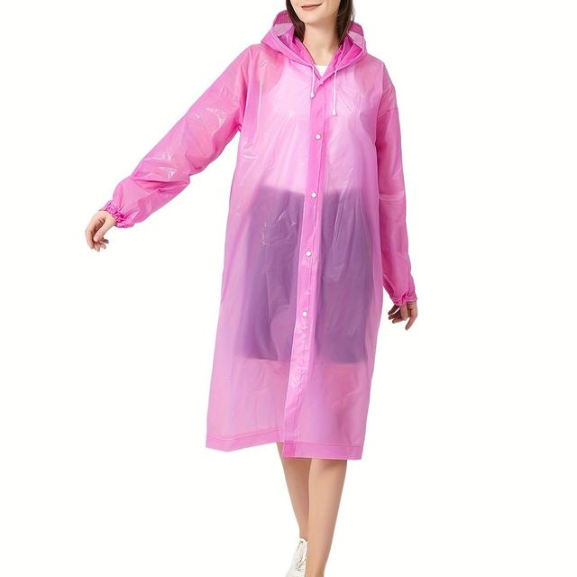 TEMU Ultra-lightweight Reusable Rain Poncho, Adult Raincoat For Travel And Outdoor Cycling, Portable Drawstring Rainwear For Hiking, Compact Women's Rain Gear