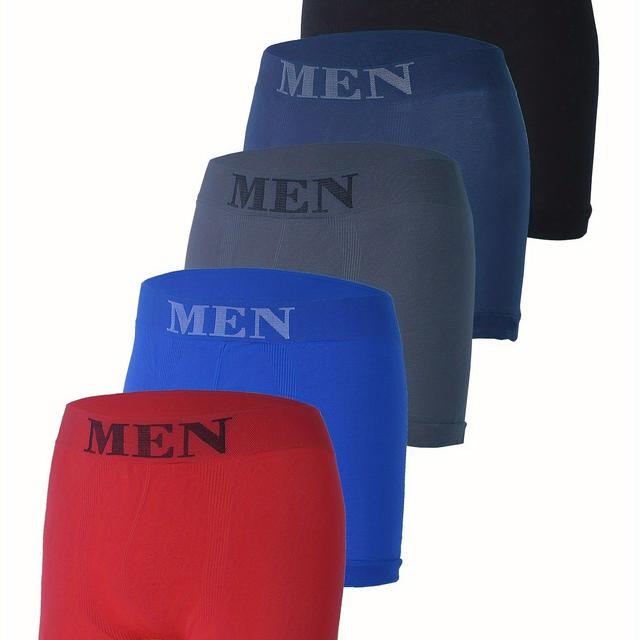 TEMU 5er-Packung Herren Mid-Rise Nahtlose Sportunterwäsche, Bequem und Atmungsaktiv, Quadratische Boxershorts für Jugendliche.