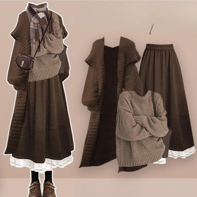 TEMU 冬用ネートセット 韓国風ー ラッドティー ファーコート 女性用 塩辛いライト 成熟したスタイル スセット