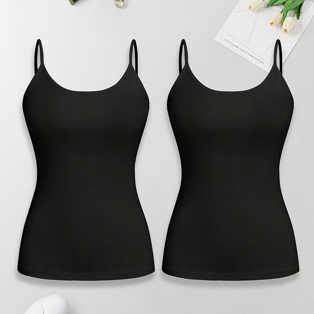 TEMU Dp111933 Two-piece Set, Solid Color, Worn As A Base Layer, Slim Fit, Plus Size Top Without Padding, Beautiful , Prevents Wardrobe Malfunctions, Comfortable Tank Top, Dp111933.