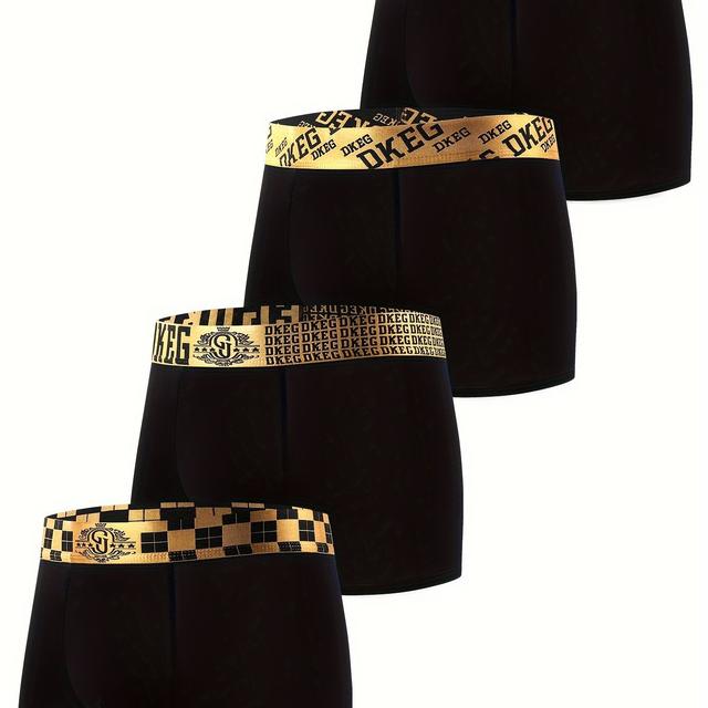 TEMU Dkeg Men's & Golden Boxer Briefs - Ice Silky Breathable, , Stretch Fit, 4pcs (dekeg Brand)