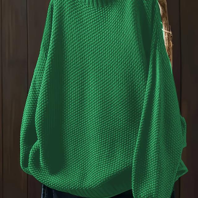 TEMU プラスサイズ レディース オーバーサイズ 冬用セーター - トなハイネック 長袖 無地カラー 秋冬用 女性向け プルオーバーセーター セミル＆カジュアルウェア (手洗い/ドライクリーニング) - 特別仕様