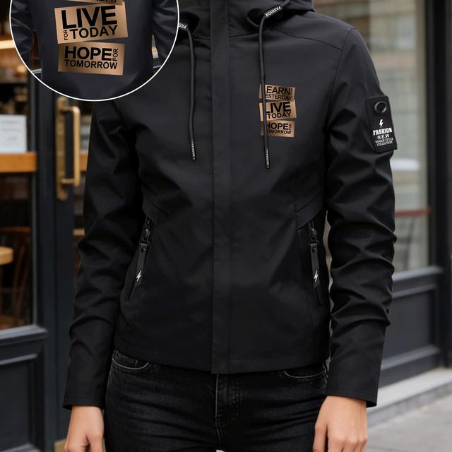 TEMU Learn Live Today Inspirational Print Thin Windproof Jacket Women's Windbreaker Jacket