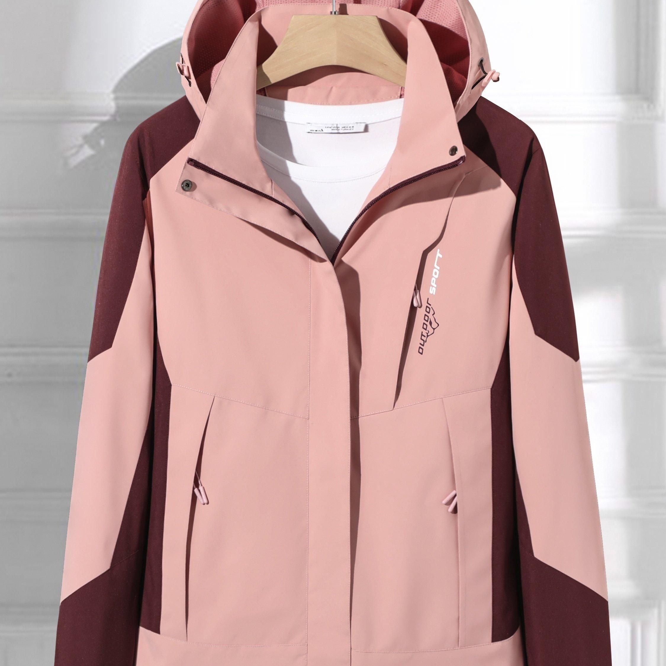 TEMU Women's Spring/autumn Outdoor Hiking And Trekking Jacket, Casual Single-layer Hooded Lightweight Outerwear With Removable Hood And Zippered Pocket Cardigan