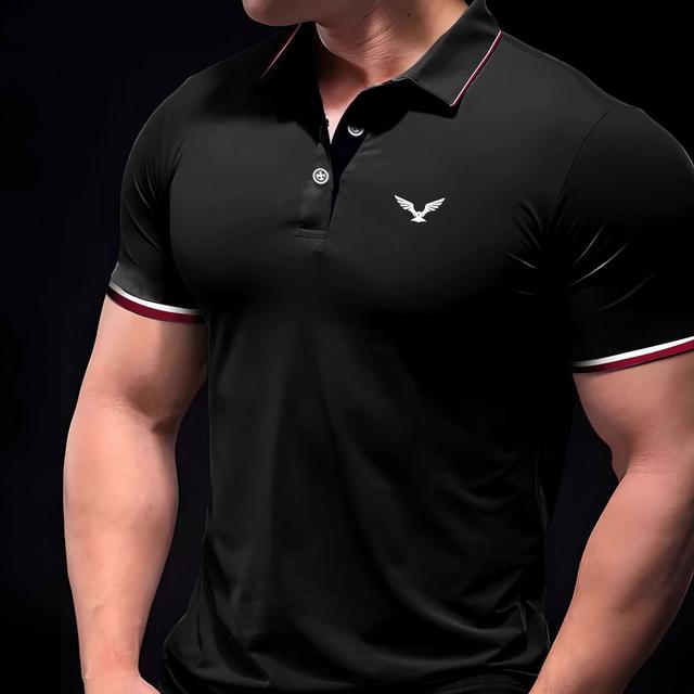 TEMU เสื้อยืดกอล์ฟไซส์ใหญ่สำหรับผู้ชาย เสื้อเทนนิสแฟชั่นพร้อมกระดุม แขนสั้น พิมพ์ลายนกอินทรี เสื้อผ้าลำลองสวมใส่สบายและระบายอากาศได้ดี สไตล์ธุรกิจแบบเบา เสื้อผ้าผู้ชายสำหรับคนตัวใหญ่และสูง