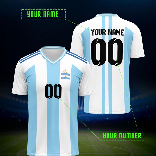 TEMU Personalized V-neck Soccer Jersey, Polyester 100% Knit Fabric, Breathable & Washable, Short Sleeve, Regular Fit, Color For Sports, Training, Outdoor Activities - Adult