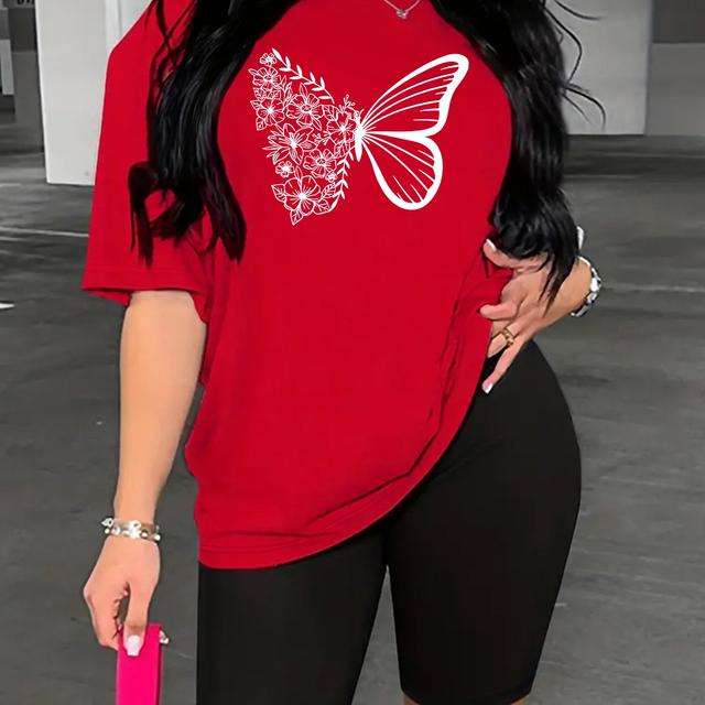 TEMU Print 2 Piece Set, Short Sleeve T-shirt & Short Leggings, Women's Clothing